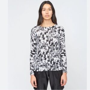 KOKUN NYC Bamboo Cashmere Top Crewneck Long Sleeve Lightweight Granite Pattern